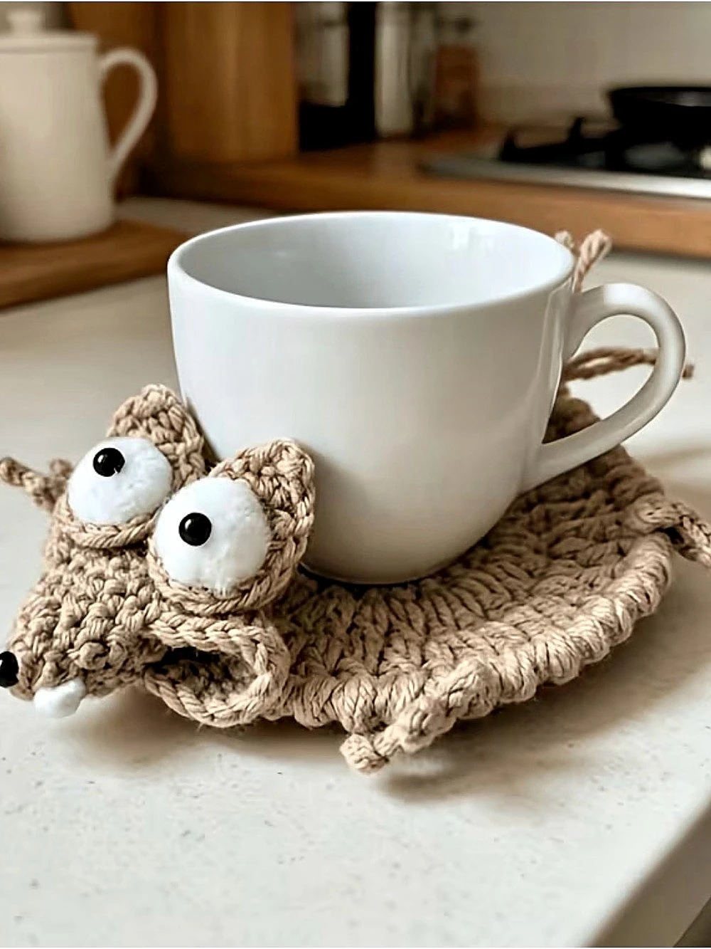 Squirrel  crocheted coaster new
